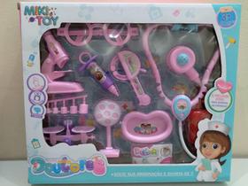 Kit médico infantil mini doutores 11 peças Rosa - Miki Toy - Miki Toys
