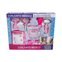 Kit Médico Infantil Rosa Brinquedo Didático c/ Luzes Pequena Doutora Fênix - XMK-644R