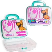 Kit medico infantil veterinario pet care com cachorro + acessorios na maleta - SAMBA TOYS