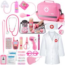 Kit médico Sundaymot Doctor Kit para meninas com estetoscópio 34 unidades