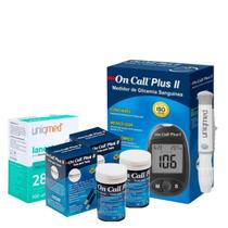 Kit Medidor + 100 Tiras + 100 Lancetas + Caneta - On Call Plus 2