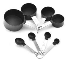 Kit Medidor 8 Peças Gourmet Colher Copo Aço Inox Kit Medidor 8 Peças Gourmet Colher Copo Aço Inox