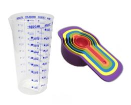 Kit Medidor com 6 Colheres e Copo Graduado de 500ml