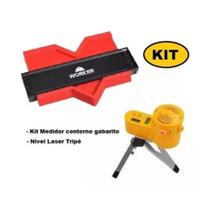 Kit Medidor Contorno Gabarito 150mm 6 Worker + Nivel Laser - Império