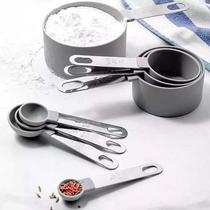 Kit Medidor Culinário Colher Copo Em Aço Inox - 08 Peças