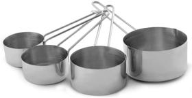 Kit Medidor De Cozinha C/ 4 Peças Xícaras Medidoras Aço Inox