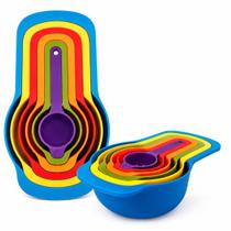Kit Medidor de Cozinha com 6 Pçs Colheres de Xícaras Medidores Coloridas em Gramas Utilidades Culinárias para Receitas Precisas Medições Exatas