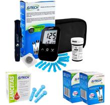 Kit Medidor de Glicose Free Lite Completo + 100 Tiras Reagentes + 100 Lancetas G-Tech