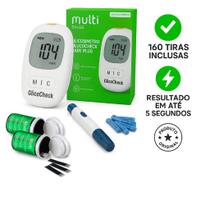 kit Medidor de Glicose Glicocheck completo 160 Tiras Multilaser Medidor de Glicose Completo kit Medidor de Glicose Glicocheck completo 160 Tiras Multilaser Medidor de Glicose Completo