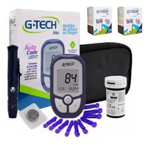 Kit Medidor De Glicose No Sangue G Tech Vita + 100Tiras e 100 agulhas