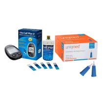 Kit Medidor de Glicose On Call Plus 2 + 50 Tiras + 100 Lancetas Automaticas Uniqmed