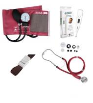 Kit Medidor De Pressão Com Esteto Duplo + Garrote + Termometro