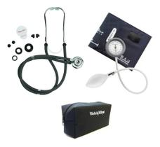 Kit Medidor De Pressão Durashock Ds44 Welch Allyn + Estetoscopio Duplo Adulto E Infantil + Estojo