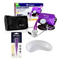 Kit medidor de pressão esteto cuba rim e termômetro Roxo Kit medidor de pressão esteto cuba rim e termômetro Roxo