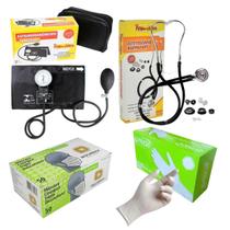 Kit medidor de pressão esteto máscara e luvas caixa Preto Kit medidor de pressão esteto máscara e luvas caixa Preto