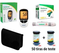 Kit Medidor diabetes + 50Tiras + 100 Lancetas + Lancetador Bioland