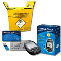 Kit Medidor Glicose + 25 Tiras On Call Plus + 1 Coletor Perfurocortante 1,5l