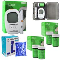 Kit Medidor Glicose Multilaser Aparelho Monitor Glicemia 100 Tiras Fitas 150 Lancetas Diabetes