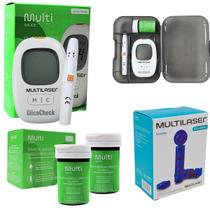 Kit Medidor Glicose Multilaser Aparelho Monitor Glicemia 50 Tiras Fitas 100 Lancetas Diabetes