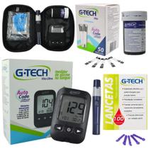 Kit Medidor Gtech Glicose 60 Tiras Glicemia + 110 Lancetas