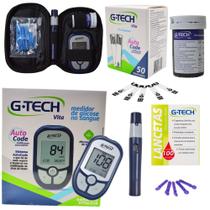Kit Medidor Gtech Glicose 60 Tiras Glicemia + 110 Lancetas