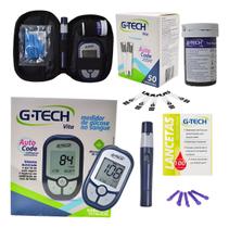 Kit Medidor Gtech Glicose 60 Tiras Glicemia 110 Lancetas Kit Medidor Gtech Glicose 60 Tiras Glicemia 110 Lancetas