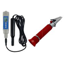 Kit Medidor Oxigênio Dissolvido Digital Com Cabo 4m Refratômetro Salinidade 0 A 100% Atc Portátil