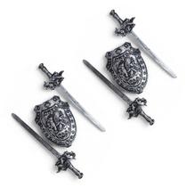 Kit Medieval 4 Espadas Escudo Grifo Combate Infantil JR0951