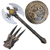 Kit Medieval Com Escudo Machado E Luva Infantil Importway