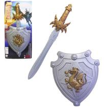 Kit medieval com espada e escudo cavaleiro dragao na cartela - PICA PAU