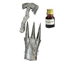Kit Medieval Guerreiro Luva + Machadinha+ sangue falso 10ml