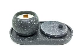Kit Meditar contendo 1 Vela aromática e 1 Incensário Produto Artesanal Cimento/Granilite