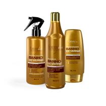 Kit Mega Banho Verniz Shampoo, Cond e Queratina Forever Liss