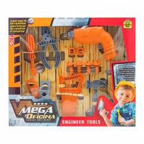 Kit Mega Oficina Ferramentas de Engenheiro Samba Toys Brinquedo Criança Presentes Laranja