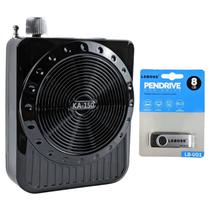 Kit Megafone Amplificador De Voz com Microfone Potente Bluetooth Usb Micro Sd Aux Fm e Pendrive 8GB Usb 2.0 Para Musica