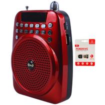 Kit Megafone Caixinha Som 20w Portátil Usb BT FM com Mini Pendrive 16Gb Usb 2.0 Pra Gravar e Escutar Musicas