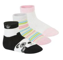 Kit Meia 3 Pares Infantil Menina Panda Molekinha