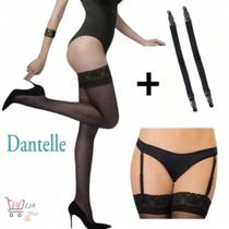 Kit Meia 7/8 Dantelle Fio 15 + Liga DeMillus Support Fixação e Conforto