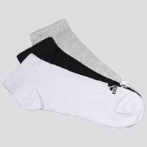 Kit Meia Adidas 3 Pares No Show Sportswear Cinza Branco e Preto Kit Meia Adidas 3 Pares No Show Sportswear Cinza Branco e Preto