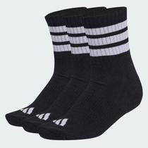 Kit Meia Adidas 3 Stripes ESS Mid 3 Pares Preta e Branca Kit Meia Adidas 3 Stripes ESS Mid 3 Pares Preta e Branca