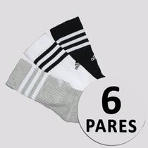 Kit Meia Adidas 3S 6 Pares Cano Alto Cinza Branca Kit Meia Adidas 3S 6 Pares Cano Alto Cinza Branca