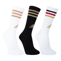 Kit Meia Adidas Cano Alto 3 Listras c/ 3 Pares