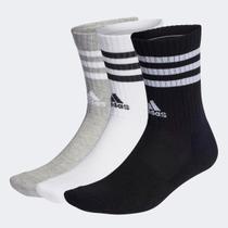 Kit Meia Adidas Cano Alto 3 Listras c/ 3 Pares Kit Meia Adidas Cano Alto 3 Listras c/ 3 Pares