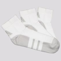 Kit Meia Adidas ESS Cano Médio 3 Pares Branco e Cinza Kit Meia Adidas ESS Cano Médio 3 Pares Branco e Cinza