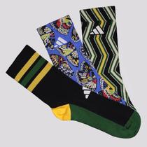 Kit Meia Adidas Farm 3 Pares Preta e Azul Kit Meia Adidas Farm 3 Pares Preta e Azul