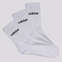 Kit Meia Adidas Lin Crew 3 Pares Branca