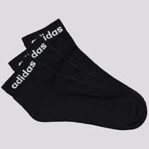 Kit Meia Adidas Logo Linear Ankle 3 Pares Preto Kit Meia Adidas Logo Linear Ankle 3 Pares Preto