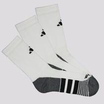 Kit Meia Adidas Performance 3 Pares Cano Alto Branco e Cinza Kit Meia Adidas Performance 3 Pares Cano Alto Branco e Cinza