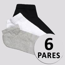 Kit Meia Adidas SPW Cano Baixo 6 Pares Branca Preta e Cinza