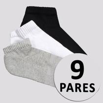 Kit Meia Adidas SPW Cano Baixo 9 Pares Branca Preta e Cinza Kit Meia Adidas SPW Cano Baixo 9 Pares Branca Preta e Cinza